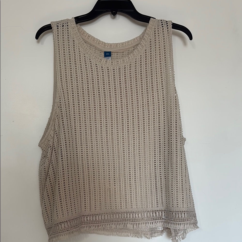 Old Navy Beige Crochet Tank Top